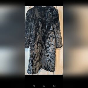 Luxurious Faux Fur Coat - Black and Gray